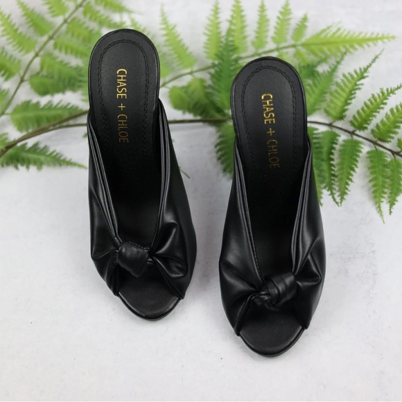 Chase + Chloe Knot Detail Heel Sandals - Black - Picture 7 of 9